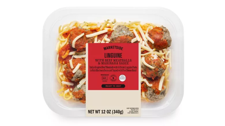 Marketside Linguine with Beef Meatballs and Marinara Sauce