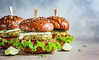 a veggie burger, which is a meatless hamburger with a patty made from ingredients like beans, nuts, grains, seeds, or mushrooms. 