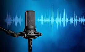 a microphone in a recording studio