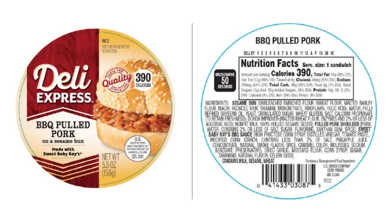 E.A. Sween Co. pulled pork sandwich product
