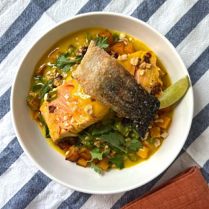 Poached Salmon with Butternut Broth from Kvarøy Arctic