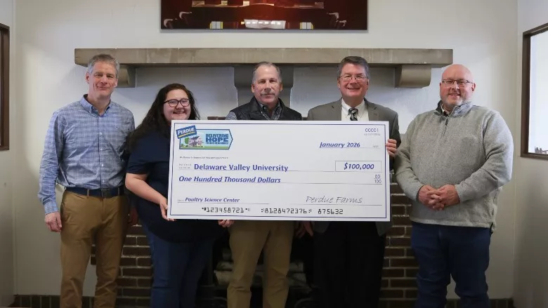 Delaware Valley University receives check from Perdue Farms