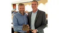 2026 US Poultry & Egg Association Chair Bill Griffith, Peco Foods, receives the traditional “working man’s gavel” by Immediate Past Chair Jonathan Cade, president for Hy-Line International. 2026 US Poultry & Egg Association Chair Bill Griffith, Peco Foods, receives the traditional “working man’s gavel” by Immediate Past Chair Jonathan Cade, president for Hy-Line International.