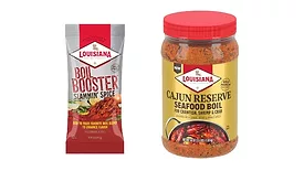 Louisiana Fish Fry Slammin' Spice Boil Booster and Louisiana Fish Fry Cajun Reserve Boil Seasoning