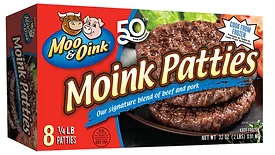 Moink Patties with 50th anniversary packaging