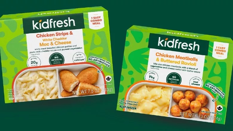 Chicken Strips and White Mac and Cheese and Chicken Meatballs and Buttered Ravioli