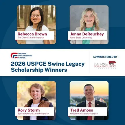 2026 recipients of the inaugural USPCE Swine Legacy Scholarship