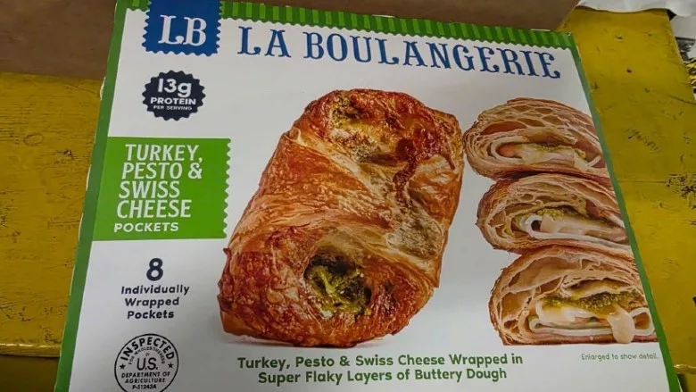 Frozen ready-to-eat turkey stuffed pastry product