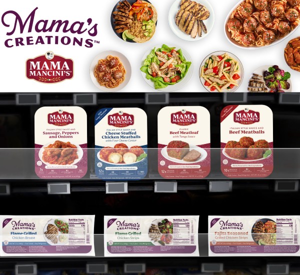 Lineup of prepared meals under the Mama’s Creations and Mama Mancini’s labels