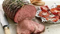 Top sirloin petite roast with parmesan roasted tomatoes