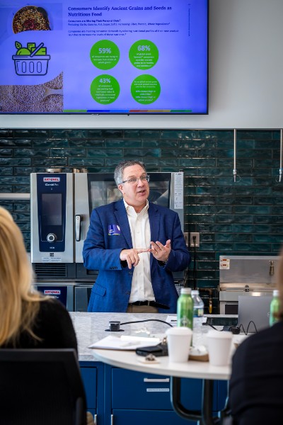 John Powers discusses protein at ADM's facility in Erlanger, Ky.