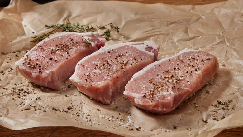 Raw boneless pork loin chops Raw boneless pork loin chops