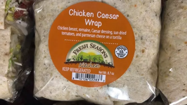 Ready-to-eat chicken Caesar wrap product