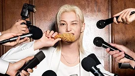 Felix, a member of global K-pop group Stray Kids, eating bb.q Chicken