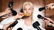 Felix, a member of global K-pop group Stray Kids, eating bb.q Chicken Felix, a member of global K-pop group Stray Kids, eating bb.q Chicken