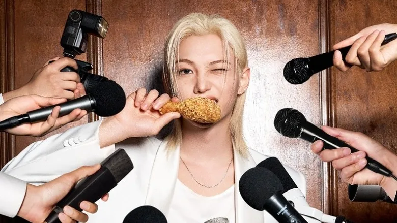 Felix, a member of global K-pop group Stray Kids, eating bb.q Chicken