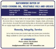 Nationwide Buyer of Used Cooking Oil, Vegetable Oils and Grease