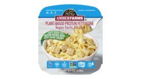 Amber Farms plant-based protein ready to heat and eat pastas