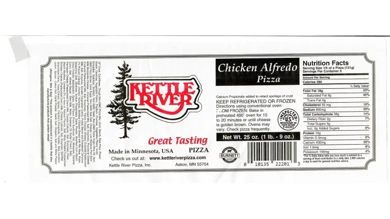 Chicken alfredo pizza products recalled due to misbranding and an undeclared allergen
