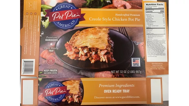 Great American Cobbler Company, LLC, Recalls Creole Style Chicken Pot Pie Products Due to Misbranding and an Undeclared Allergen
