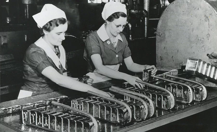 Hormel Foods employees on the SPAM production line
