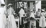 Inside an early meat packing plant