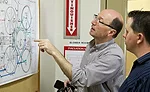 James Marnatti of Foster Farms describes the schematic of the BNR (biological nutrient removal) system