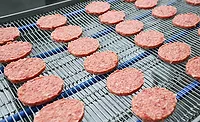 Burger Patties on Conveyor Conveyors and belts are a potential origin of pathogens that trigger foodborne illnesses