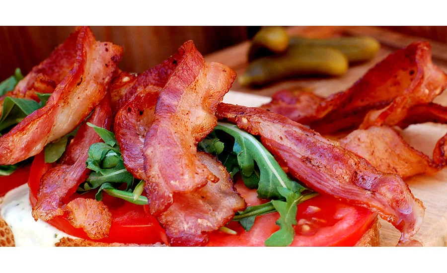 A bacon lettuce & tomato (BLT) sandwich