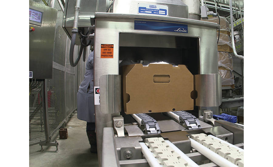 Linde automated box-chilling system at Koch Foods plant