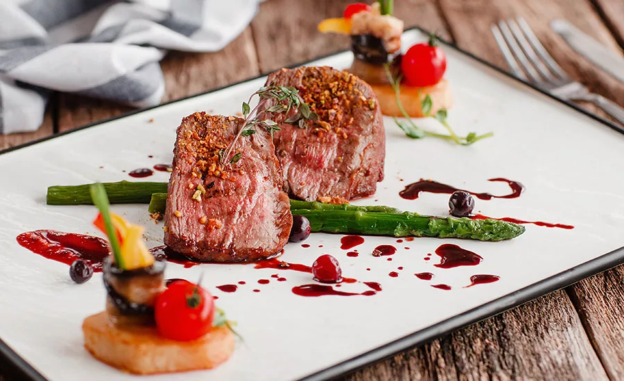 Restaurant menus are increasingly featuring smaller meat and poultry portions
