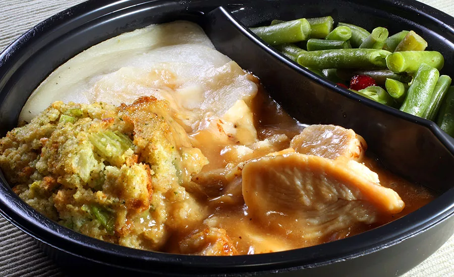 Turkey and Green Beans in Microwaveable Packaging