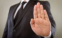 Business Man Holding Hand Up