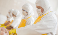 Meat Plant Workers Wearing Food Safety Apparel