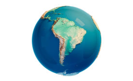 South America on Globe