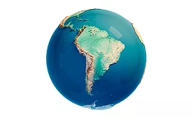 South America on Globe
