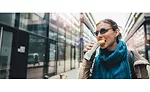 Woman Eating Burrito On the Go