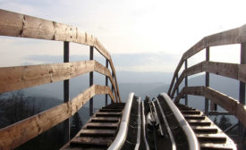 wooden roller coaster rails