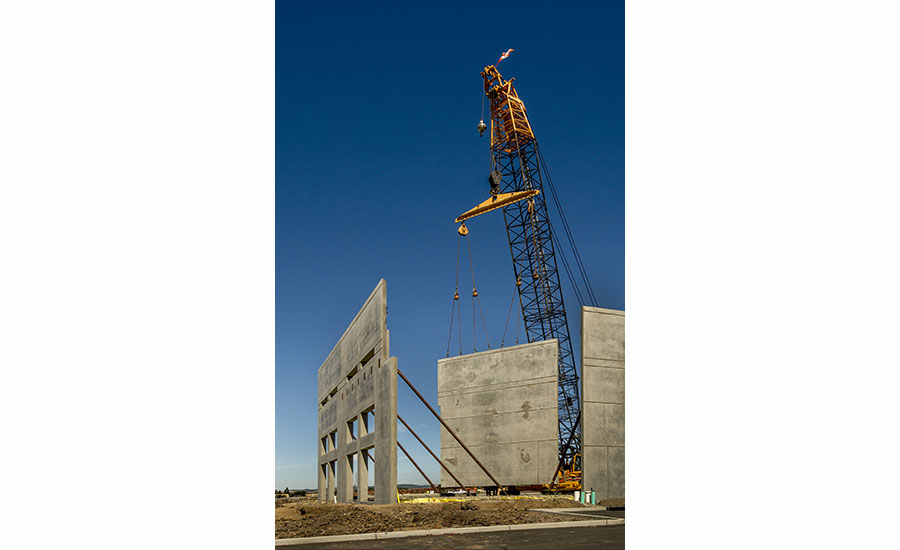crane and concrete walls