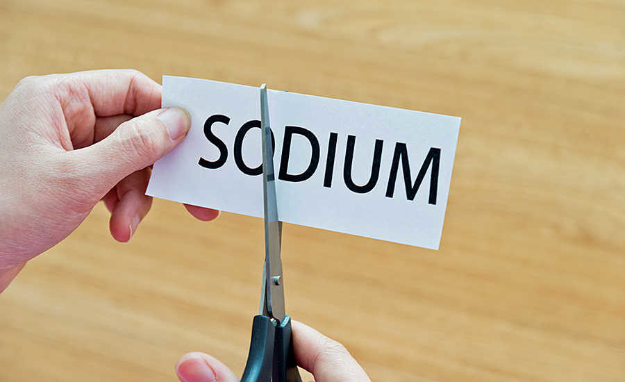 scissors cutting the word sodium in half