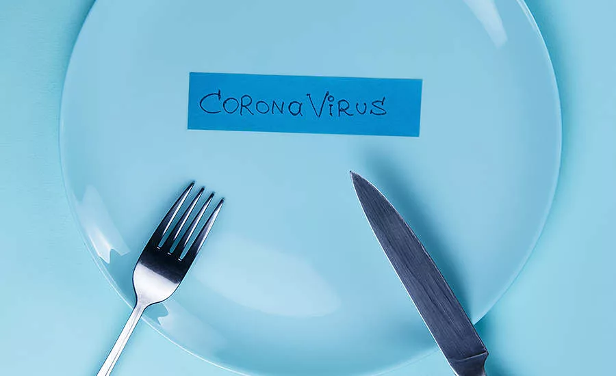 plate with coronavirus written on it