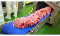 trimmed meat on a conveyor