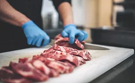Food Processor Cutting Slices of Meat