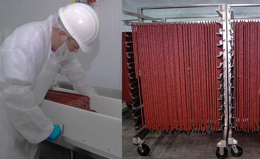 Each rope of uncut snack sticks is about 51 inches long before being cut