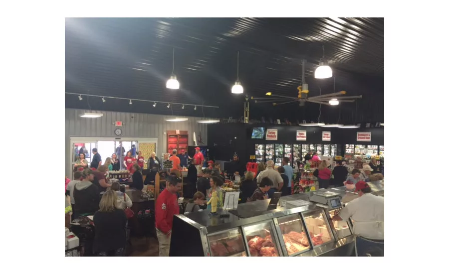Customers inside the Dewig Meats retail store