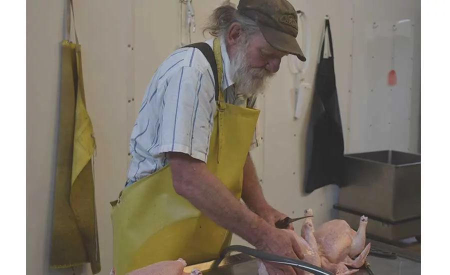 Kerry Olson Processes Chickens at Wagonhoffer Meats