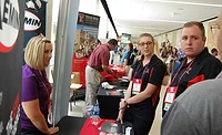 Students at 70th RMC Students gather at one of the booths at the 70th Reciprocal Meat Conference