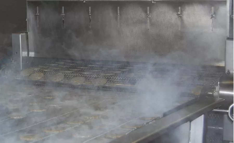 Burger Patties on Conveyor