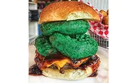 Hamburger with Green Onion Rings Hamburger with Green Onion Rings