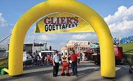 Dan and Dave Glier with Their Mascot Mr. Goetta Dan and Dave Glier with Their Mascot Mr. Goetta
